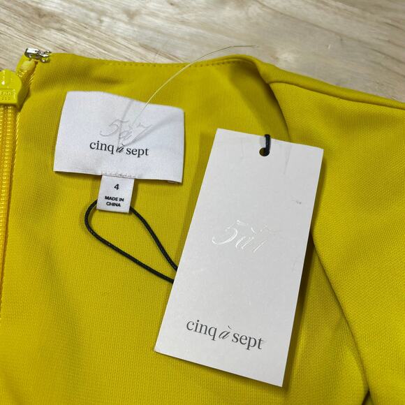 Cinq à Sept NWT Miah Ruched Mini Dress Pineapple Yellow Size 4 Long Sleeve - Picture 7 of 14